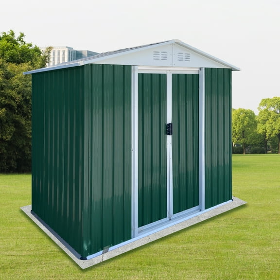 YIYADO 6FTx4FT Outdoor Storage Shed With Aluminum Alloy Frame And Sliding Door, Apex Roof, Green