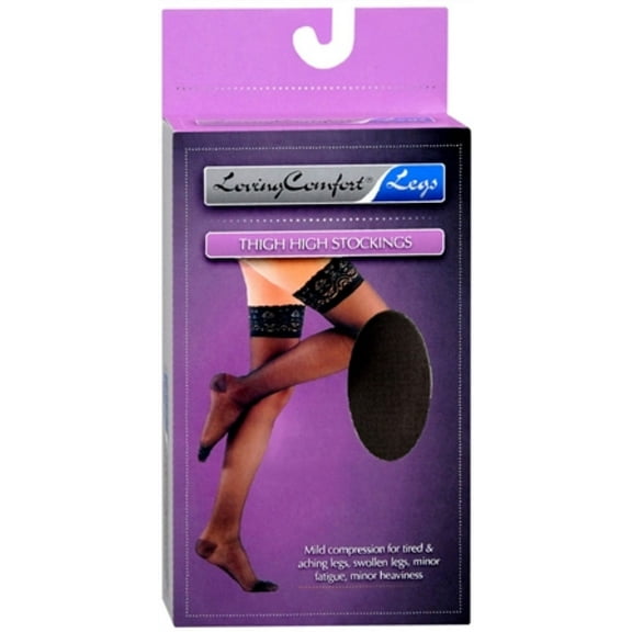 Loving Comfort Thigh High Stockings Moderate Black Medium 1 Pair 15-20