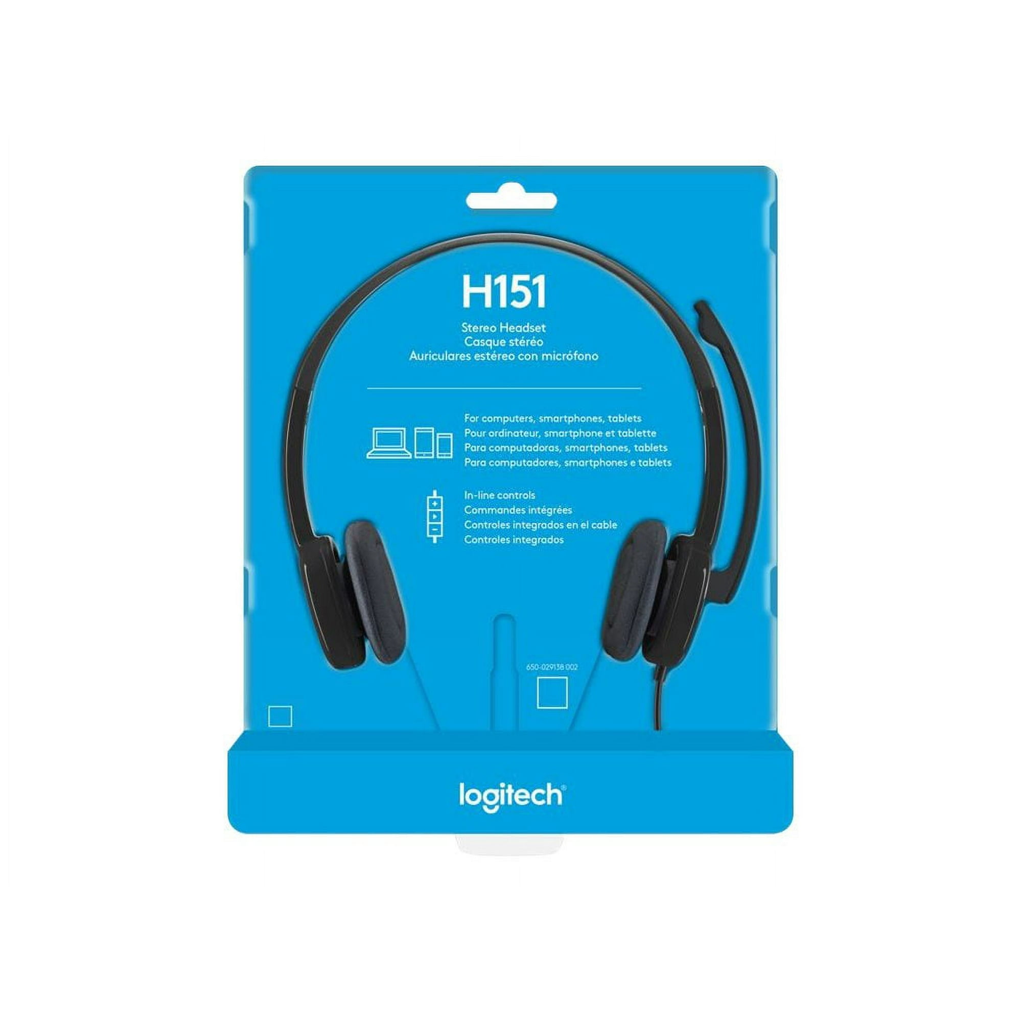 Logitech H151 Stereo Headset with Noise Cancelling Mic Headset on ear wired black Walmart