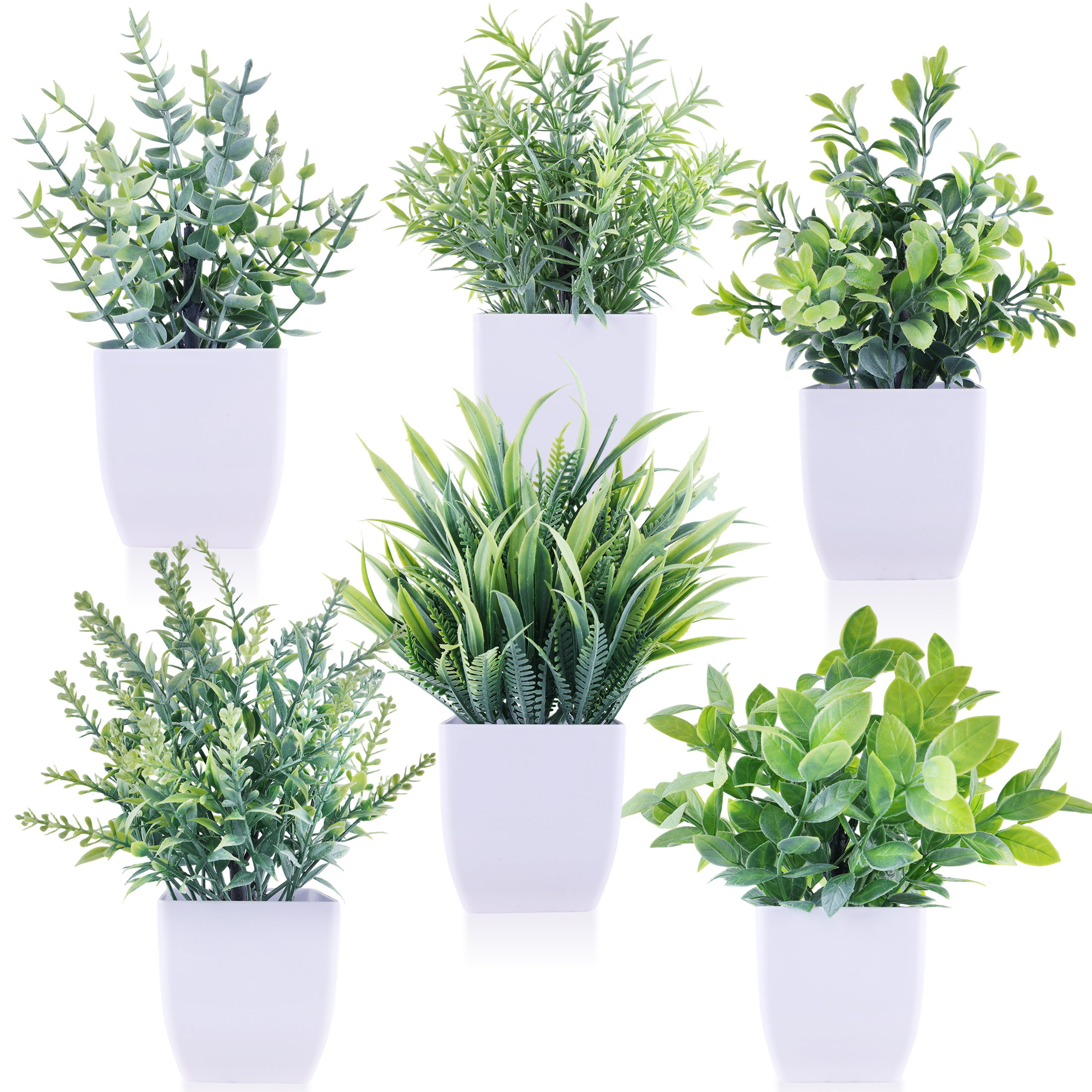 Aovky 6 Pack Fake Plants, Small Artificial Plants Indoor Faux Plants Greenery Potted Plants for Home Decor Office Bathroom Farmhouse Room Indoor Table Desk Decor