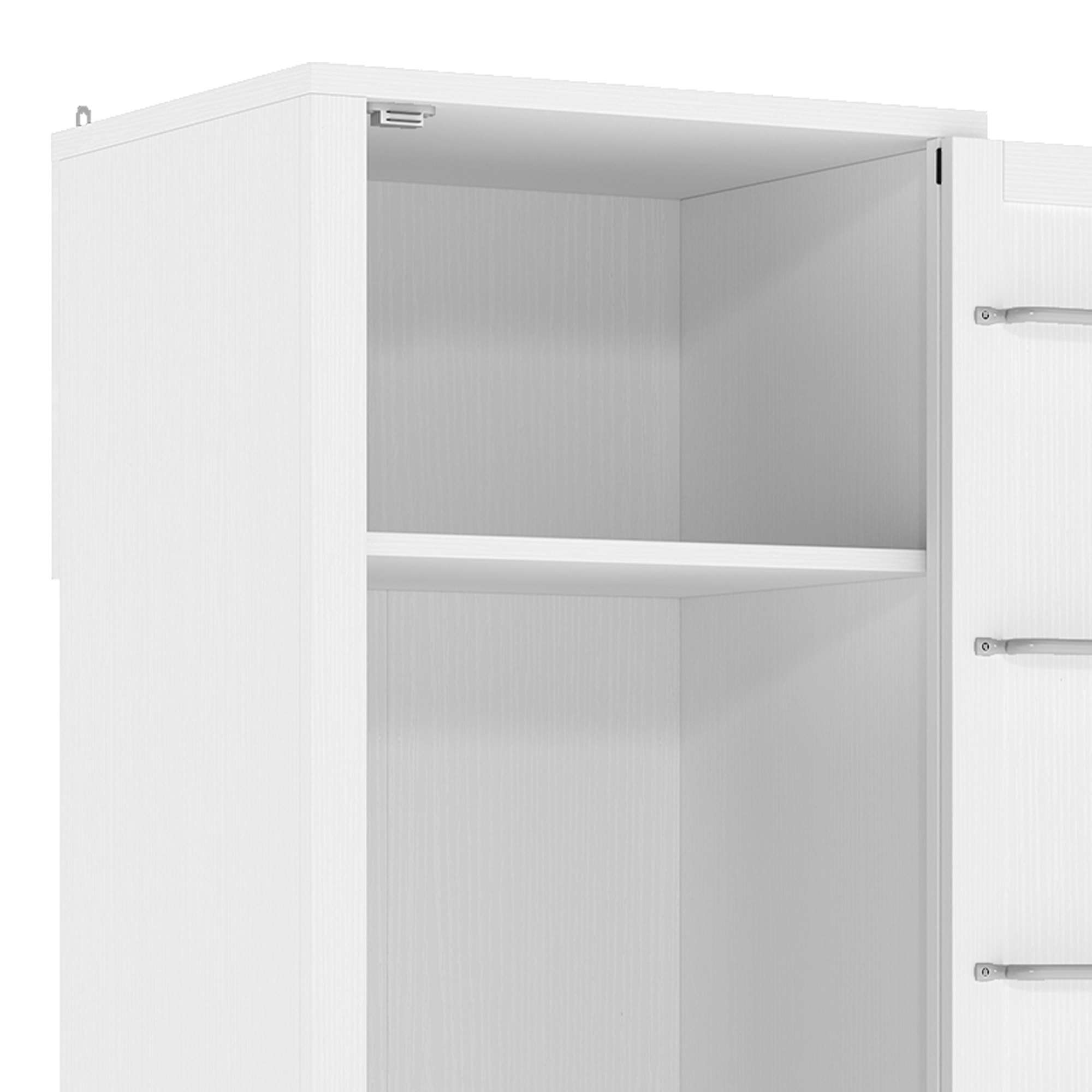 Uforic Broom Storage Closet Cabinet with Hanging Rod, 63" Garage Cabinet with Shelf, White