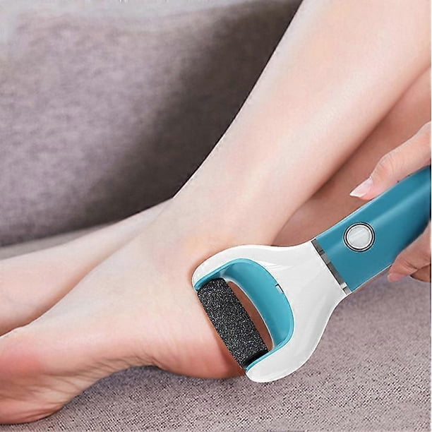 Blue Electric Callus Remover, Professional Pedicure Foot File for Removing Dead and Cracked Skin, 2 Interchangeable Roller Heads, Rechargeable Battery
