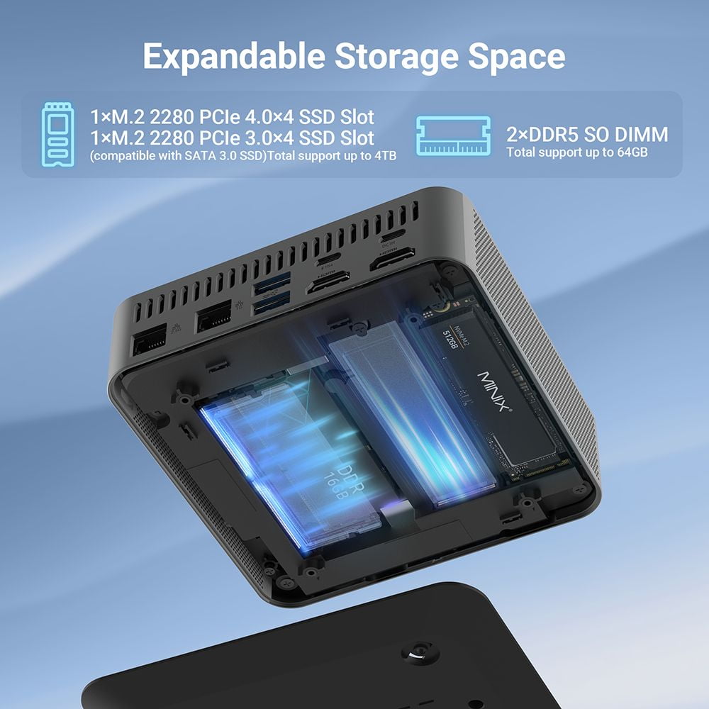 Mini PC – Intel® Core™ i5-12600H Processor, Dual DDR5 Memory, 1TB NVMe SSD, Dual LAN, 8K Display Support, WiFi 6, Thunderbolt 4, Windows 11 Pro MINIX N512