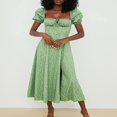 thumbnail image 4 of EIMELI Robe Boho Cottagecore pour Femmes à Manches Bouffantes Robe Vintage à Encolure Carrée Robe Fendue à Fleurs Flatteuse Maxi Longue Robes d'Été, 4 of 7