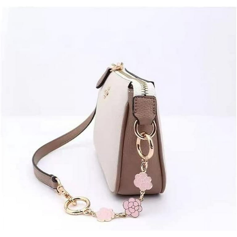 2 Pack Purse Strap Extender for Women Bag Accessory Metal Chain Handbag Handle Replacement Crossbody Shoulder Bag Charms Flower