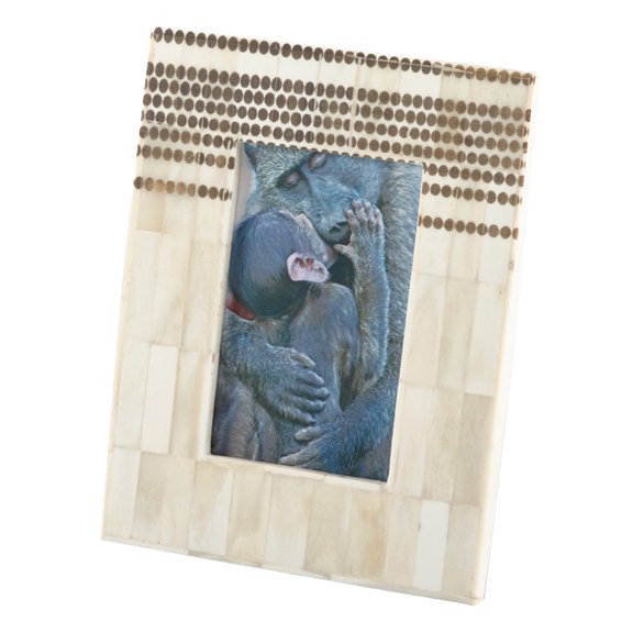 Fennco Styles Unique Natural Bone Picture Frame-2 Size (4"x6", Dotted)