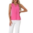 thumbnail image 1 of INSPIRAR CHIC Blusa sin mangas de gasa con cuello en V para oficina de mujeres S Rosa intenso, 1 of 6
