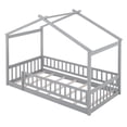 thumbnail image 4 of Tamaño doble cama de madera casa cama marco con cerca, para niños, adolescentes, niñas, niños, 4 of 5
