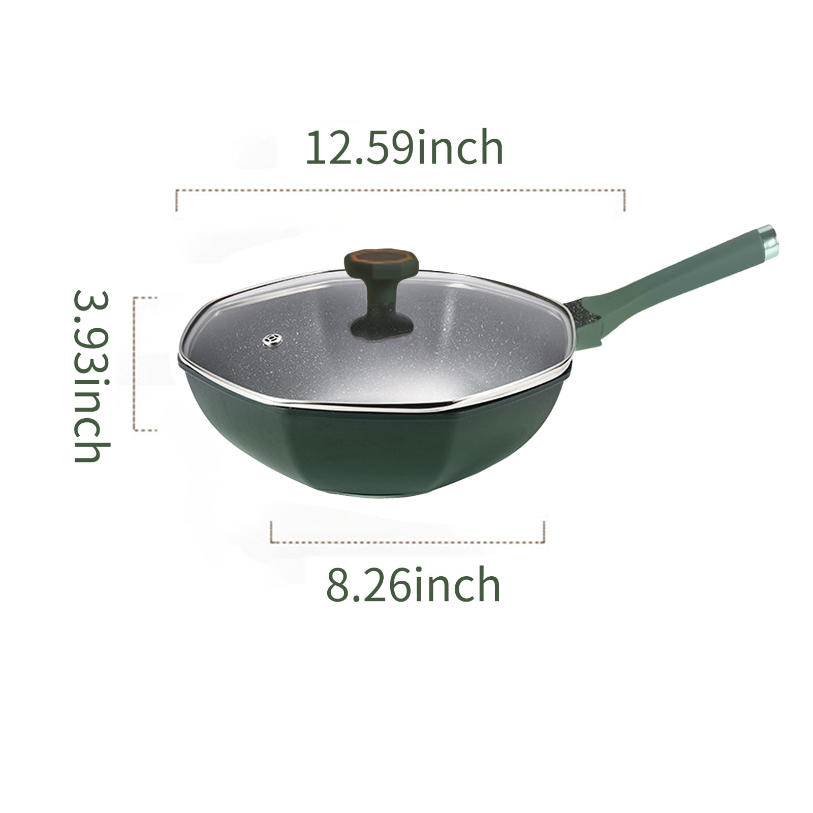 Mighty Rock Wok Pan Deep Stir Fry Pans Non Stick Wok Pan Carbon Steel Pan Wooden Detachable Handle Flat Bottom for Induction GAS Halogen Stoves 11 in