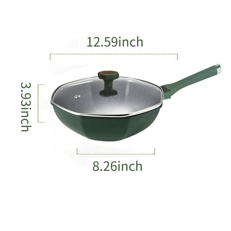 Amercook Spherical Non Stick Wok with Lid, Frying Pan and Pot Set, Small  Skillet PFOA Free, 6 Inch