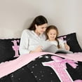 thumbnail image 4 of Manfei Personalized Letter I 7-Piece Bedding Comforter Set,Bow Monogrammed Theme King Bedding Sets,Pink Black Bed Sheets For Girl Teens,Ultra Soft Bedroom Decor Reversible, 4 of 8