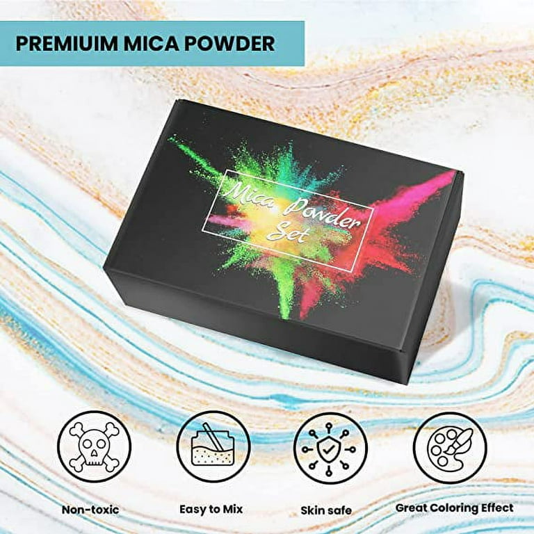 Mica Powder, 15 Colors Pearlescent Powder Natural Cosmetic Grade Pigment  for Epoxy Resin Dye, Acrylic Art Paint, Soap Making, Lip Gloss and Bath  Bomb, 10g/0.35oz Each 