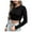 Black, variant on XFLWAM Women's Crew Neck Ruched Side Drawstring Crop Top Long Sleeve Ribbed Fitted Crop T-Shirt Cute Solid Color Bodycon Tops Purple S