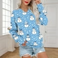 thumbnail image 4 of SwiftWear Women's V-Neck Christmas Sweatshirt Festive Cute Print Design Loose Fit Pullover with Front Pocket, Soft Casual Holiday Wear Sky Blue, 4 of 6