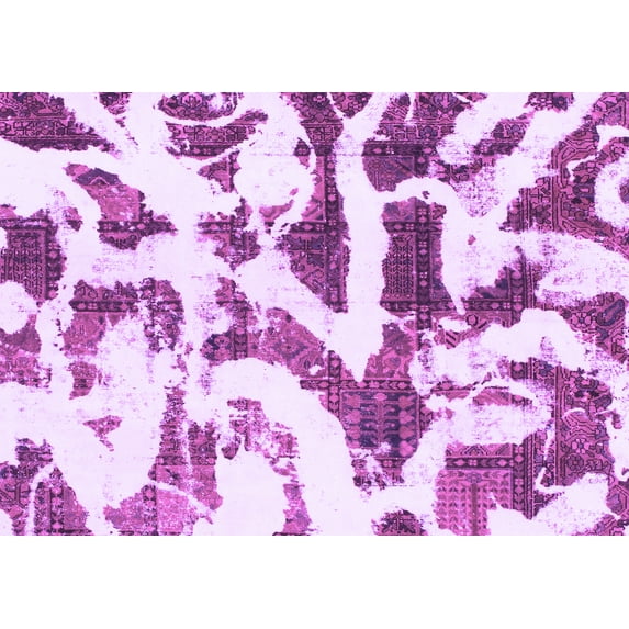 Ahgly Company Indoor Rectangle Abstract Purple Modern Area Rugs, 7' x 10'