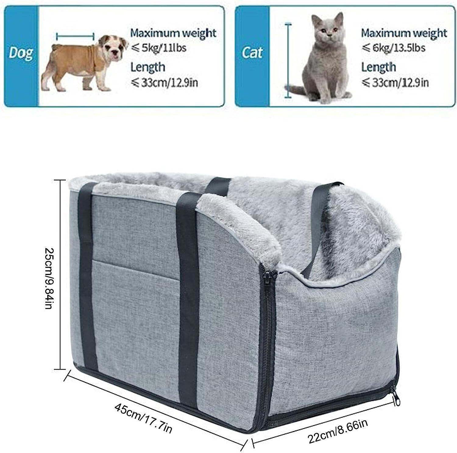 Dog Car Seat for Small Dogs Portable Dog Booster Car Seat Safety Leash Adjustable Straps Puppy Car Seat for Pets