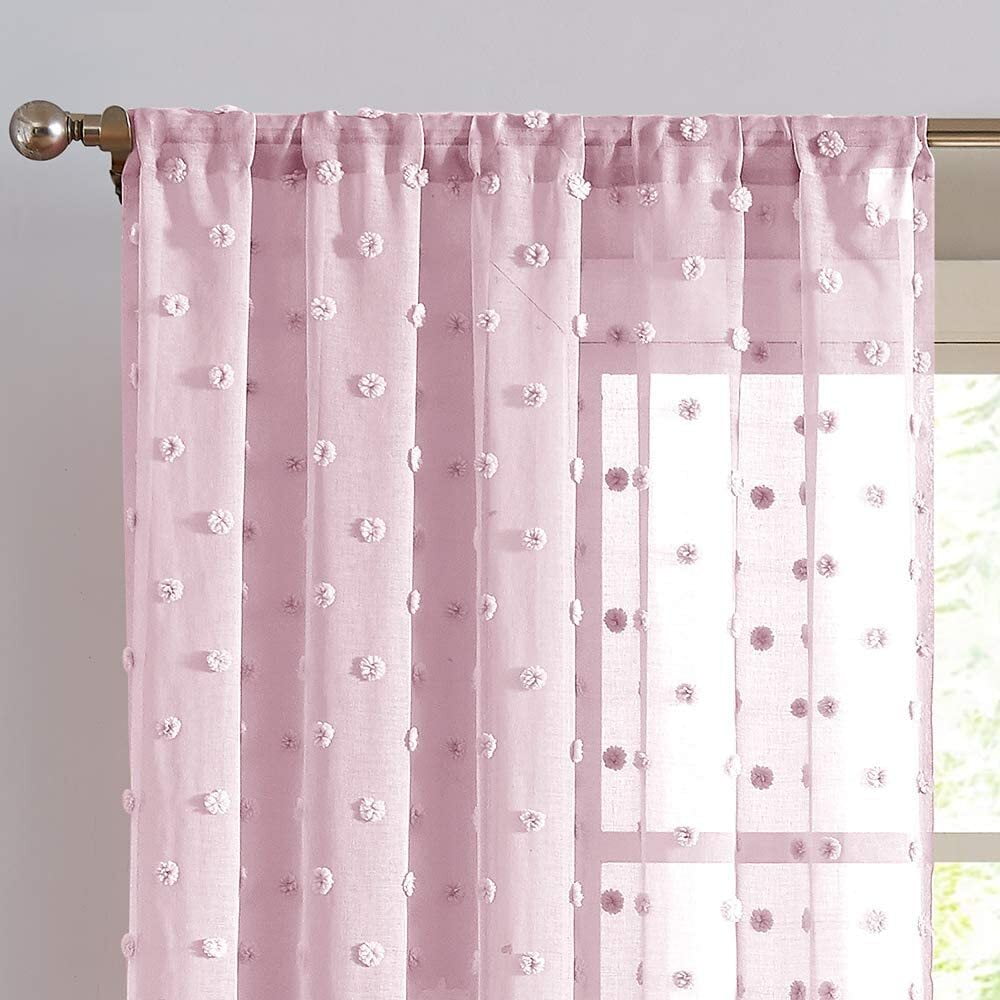 SONOMA GOODS FOR LIFE KIDS SHEER Kylie Pink WINDOW CURTAIN PANELS 95IN 2 PANELS 