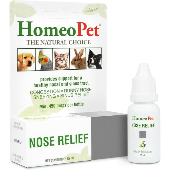 HomeoPet Nose Relief Nasal and Sinus Health Supplement Solution for Pets, 15-Milliliter Bottle