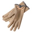 thumbnail image 4 of dianhelloya 1 Pair Winter Gloves Bow Decor Windproof Cold Resistant Thick Plush Five Fingers Anti-slip Solid Color Soft Lady Outdoor Cycling Gloves Khaki, 4 of 8