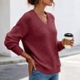 thumbnail image 6 of Liuinsasek Womens Fuzzy Sweater Fashion Casual V-Neck Oversized Long Sleeve Soft Fluffy Knit Pullover Top for Fall/Winter Lounge Outfits, 6 of 9