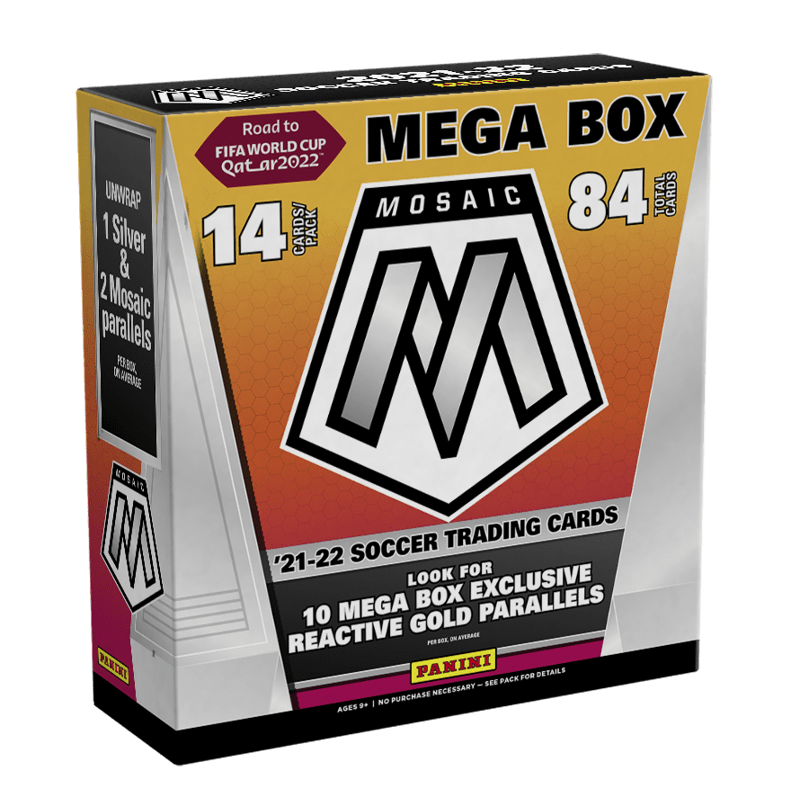 2022 Panini Mosaic Road to World Cup Soccer Mega Box Trading Cards