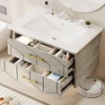 thumbnail image 1 of 30 inch Bathroom Vanity with Sink Combo, Floating Bathroom Vanity with Ceramic Basin, 2 Large Drawers with Gold Handle, Soft-Close Design, Easy Assembly, Grey, 1 of 6
