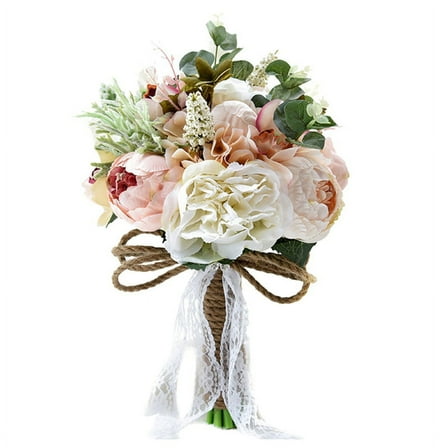 Artificial Peony Rose Flower Bouquet for Bride Bridesmaid Handmade Wedding Bouquet Silk Bridal Bouquet Holding Flower