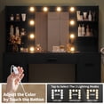 thumbnail image 5 of Lacoo Vanity Desk with Mirror and LED Lights, Makeup Vanity with 7 Drawers & 4 Shelves, Vanity Table with Power Outlet for Bedroom Dressing Room, Black, 5 of 8