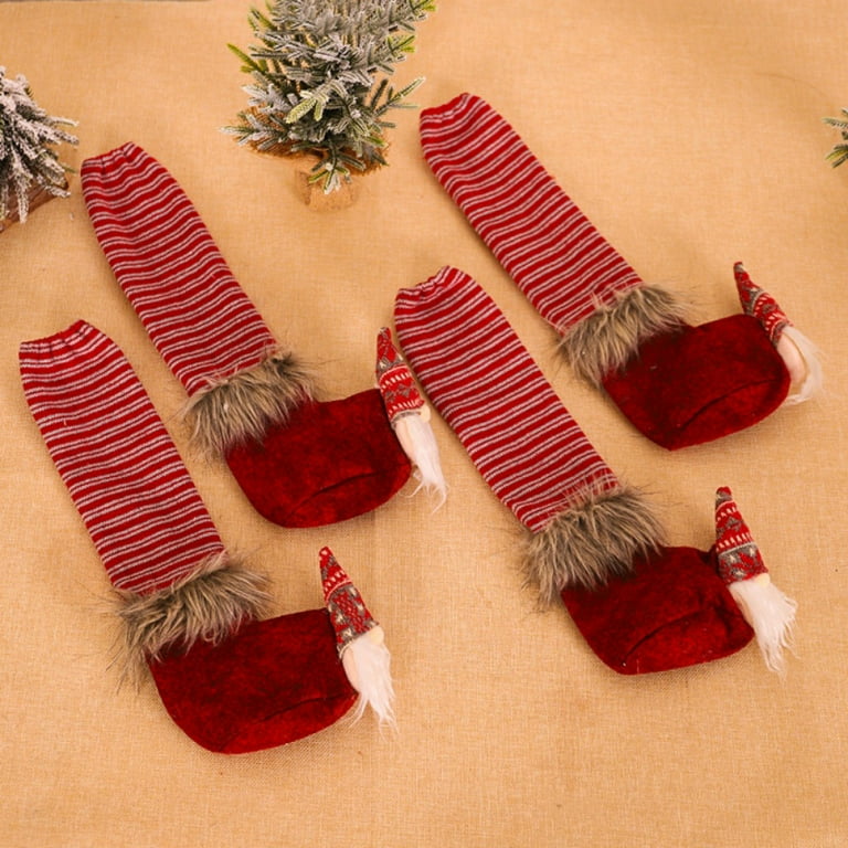 4 Pieces Christmas Table Leg Covers Swedish Gnome Socks Christmas