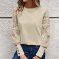 thumbnail image 2 of Womens Long Sleeve Lace T Shirts Crewneck 2026 Fashion Tops Casual Y2K Spring Tees, 2 of 7