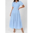 thumbnail image 3 of PRETTYGARDEN Womens Summer Maxi Dresses Casual Puff Sleeve V Neck Smocked Flowy Eyelet Cotton Dress Spring Sundress, 3 of 8
