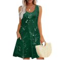 thumbnail image 2 of Women's Square Neck Floral Print Sleeveless Summer Dress Casual Loose Fit Sundress with Side Pockets and Back Tie Detail,Army Green 2XL, 2 of 5