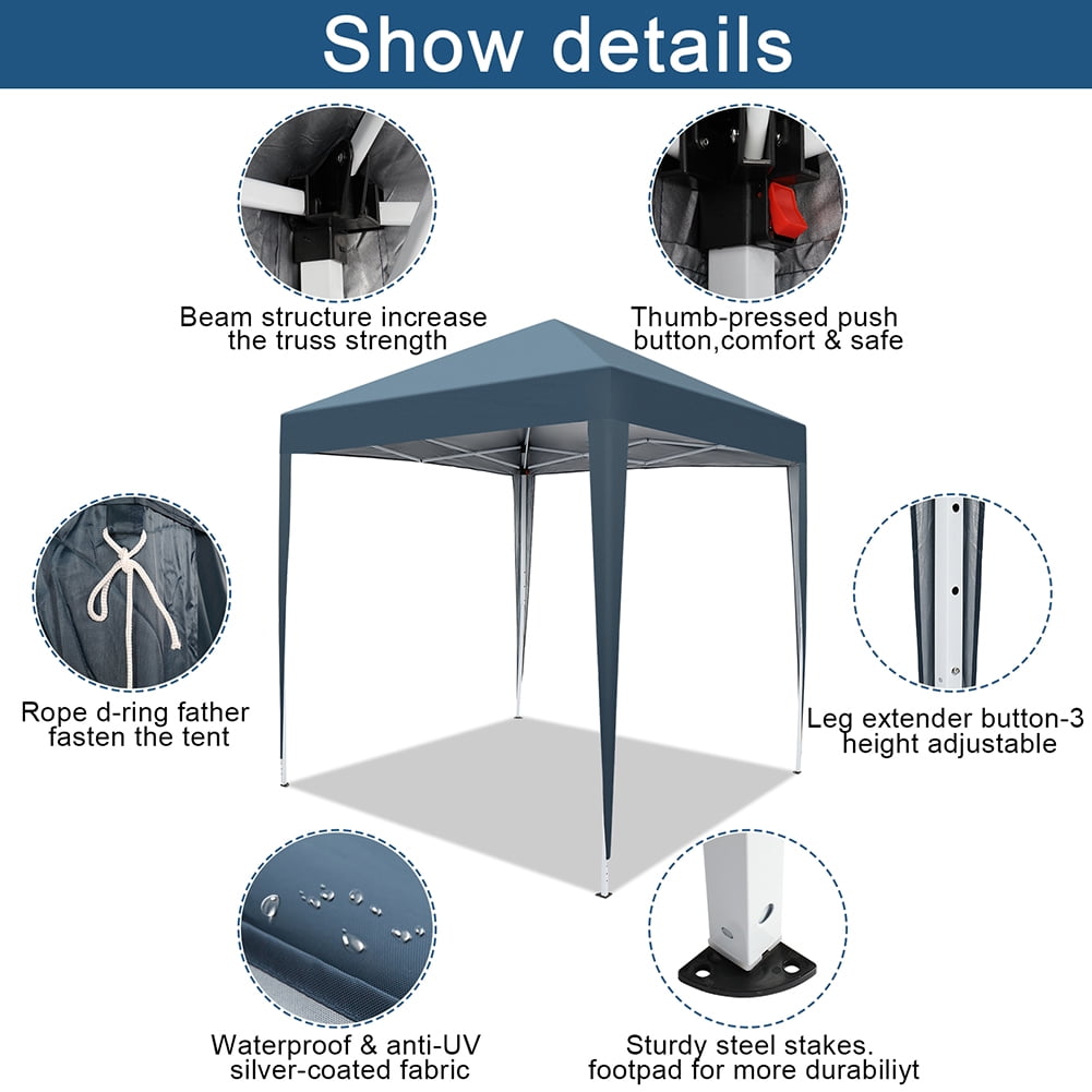 Aimee Lii 78"x78" Canopy Tent Awnings for Decks, Backyard Canopy Gazebo, Awnings for Patio Waterproof, Outdoor Patio Awnings for Party Camping BBQ Events, Blue Aimee Lii 78"x78" Canopy Tent Awnings for Decks, Backyard Canopy Gazebo, Awnings for Patio Waterproof, Outdoor Patio Awnings for Party Camping BBQ Events, Blue