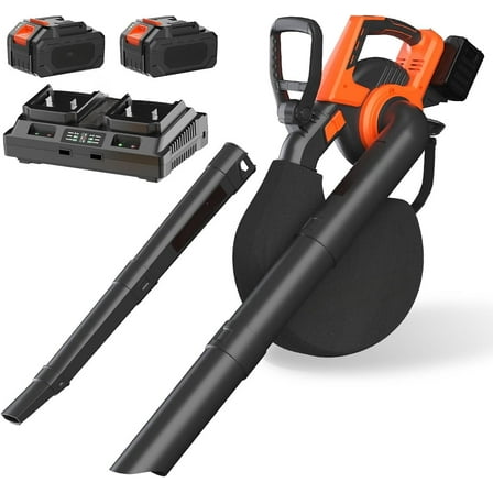 Cordless Leaf Blower & Vacuum with Bag, 3-in-1 Brushless Battery Powered Leaf Vacuum Mulcher 40V 170MPH 360CFM 5 Speeds Leaf Blowers for Lawn Care 2x4.0Ah Battery & Charger Included