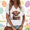 thumbnail image 2 of Laipiong Womens Happy Easter Day Shirts 2026 Funny Cute Egg Graphic Short Sleeve V-Neck Casual Basic Tees Happy Family Gifts Loose Fit Tops, 2 of 4