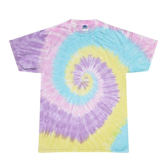 Colortone T-Shirt à Manches Courtes Teinture sur Nœuds Arc-en-Ciel pour Femmes