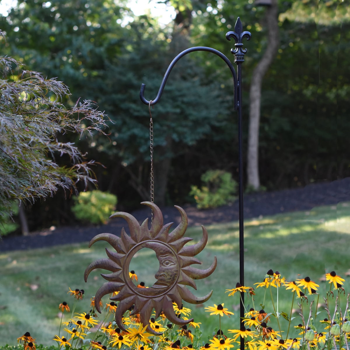 Sun Moon Celestial Harmony Hanging Sculpture Indoor Outdoor Wall Decor Garden Metal Yard Art