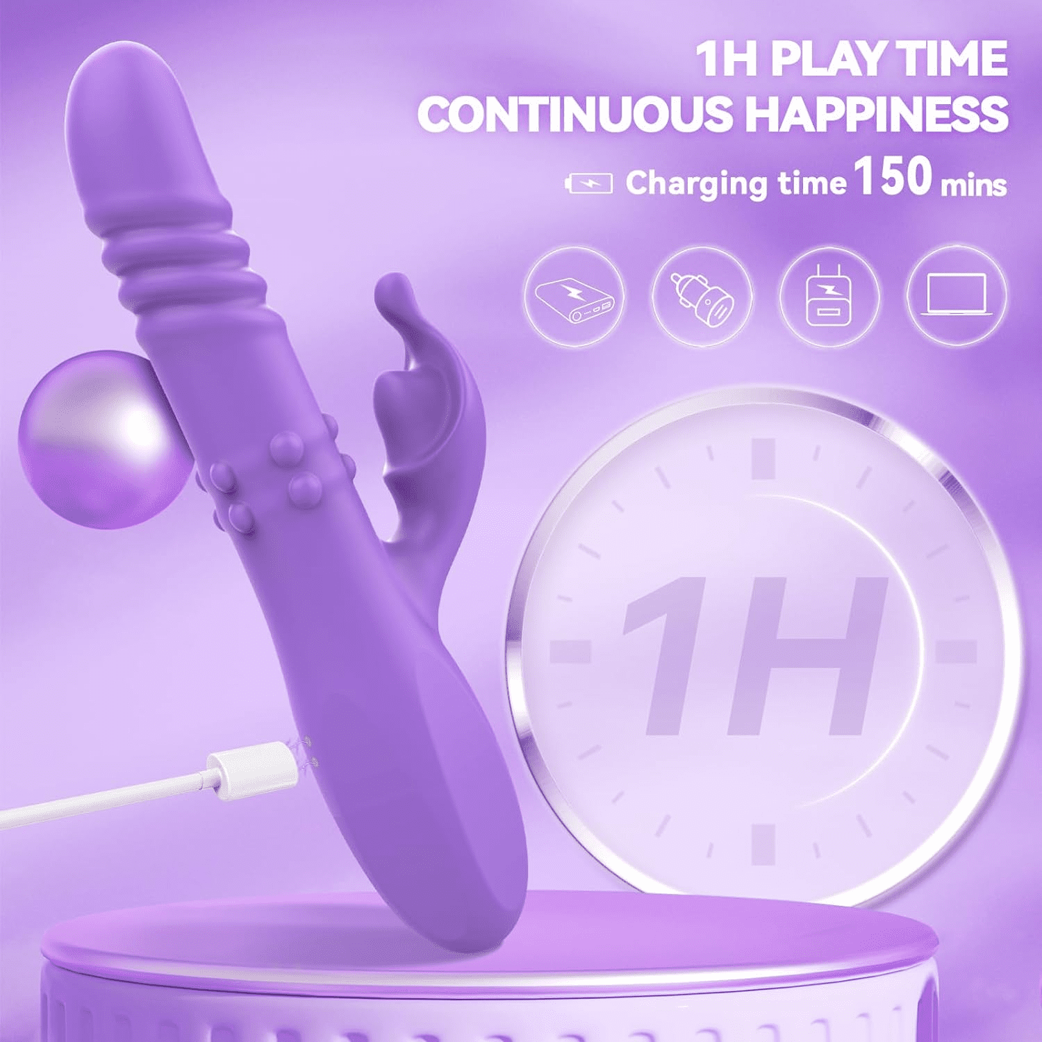4 in 1 Thrusting Dildo Adult Toys with 6 Thrusting & Rotating, 10 Vibrating Modes Vibrator,Clitoral Stimulator G-Spot Vibrator Sex Toys for Women
