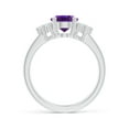 thumbnail image 2 of ANGARA Natural Solitaire 1.6 ct Amethyst Ring with Trio Diamond Accents in 14K White Gold for Women (Size-9x7mm) | February Birthstone, Anniversary, Jewelry Gift for Women | Natural Amethyst Ring, 2 of 8