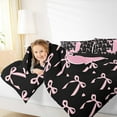 thumbnail image 4 of jejeloiu Initial Letter J Bedding Comforter Set,Kawaii Bowknot Twin Comforter Sets,Pink Black Bedding Set For Girls,Breathable Bedroom Decoration Reversible,3-Piece, 4 of 8
