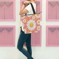 thumbnail image 6 of Zipper canvas bag large capacity large size practical handbag durable Canvas with leather material Smiley Face on Orange Background, 6 of 7
