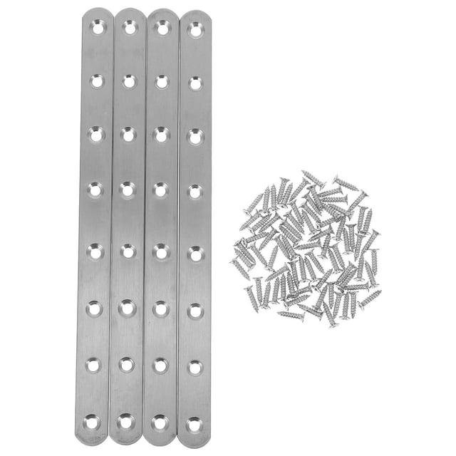 1 Set Flat Mending Plate 12 Inch With Screws Stainless Steel Straight Brackets For Repair And Fixing For Furniture And Wood Joining