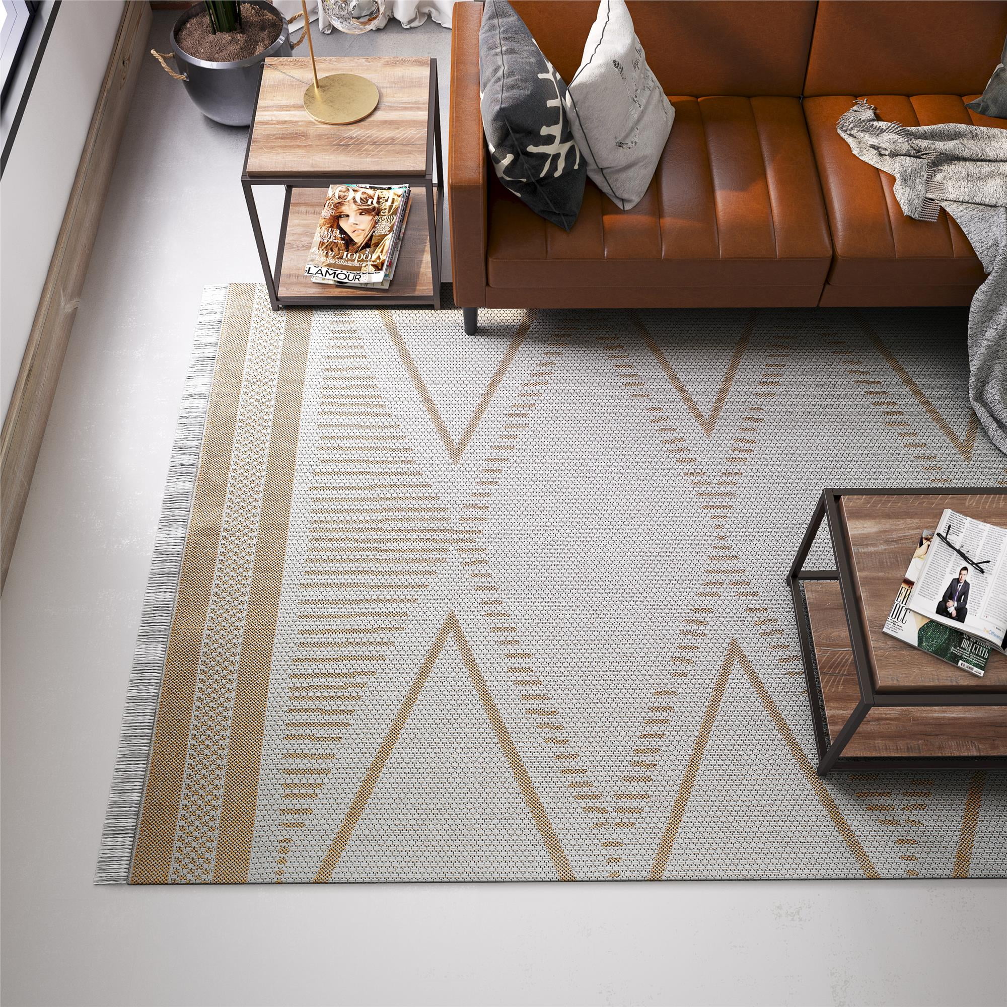 Queer Eye Wimberly Minimalist EcoFriendly Area Rug, 5'3" x 7'0", Ivory