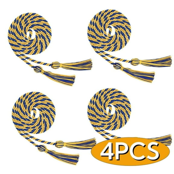 Graduation Honor Cords Graduation Tassel​ Grad Cords​ Bulk Polyester Yarn Honor Cord for Bachelor Gown for Graduation Students 4Pcs Gold Blue
