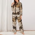 thumbnail image 2 of Hirioo Vintage Dragonfly Artwork for Women's Pajama Sets 2 Piece Pjs Women's Long-Sleeved Pajama Set Button Down Sleepwear,S-XXL-, 2 of 7