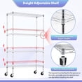thumbnail image 4 of CL.HPAHKL 4-Tier Adjustable Storage Shelves with Wheels 35.6"L x 14"W x 61.8"H, NSF Metal Shelving Unit, Commercial Grade Steel Utility Layer Shelf Rack Organizer, 1400lbs Capacity, Chrome, 4 of 8
