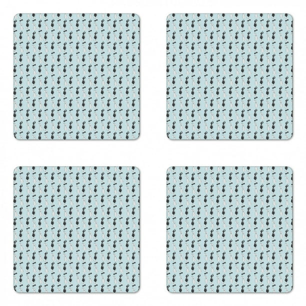 Fashion Coaster Set Of 4 Bowtie Doodle On Geometric Vertical Stripes Background Man Clothes Gentlemen Square Hardboard Gloss Coasters Standard Size Baby Blue Grey By Ambesonne Walmart Com Walmart Com