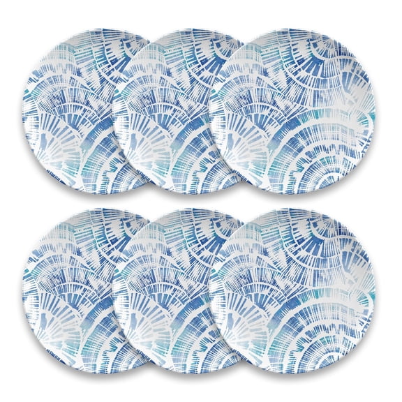 Abode Homewares by TarHong Coastal Scallops Salad Plate, 8.5", Set of 6