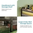 thumbnail image 5 of Bestier Twin Size Platform Bed Frame with Storage Headboard, LED Lights & USB Charging Station, Metal Bed Frame Gray, 5 of 13