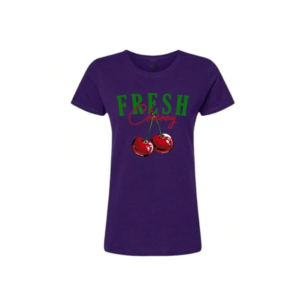 Playera Blusa De Cerezas Fresh Cherry Ropa Para Mujer Ropa Para Dama Color Morado Talla Grande Marca Emil SaEs